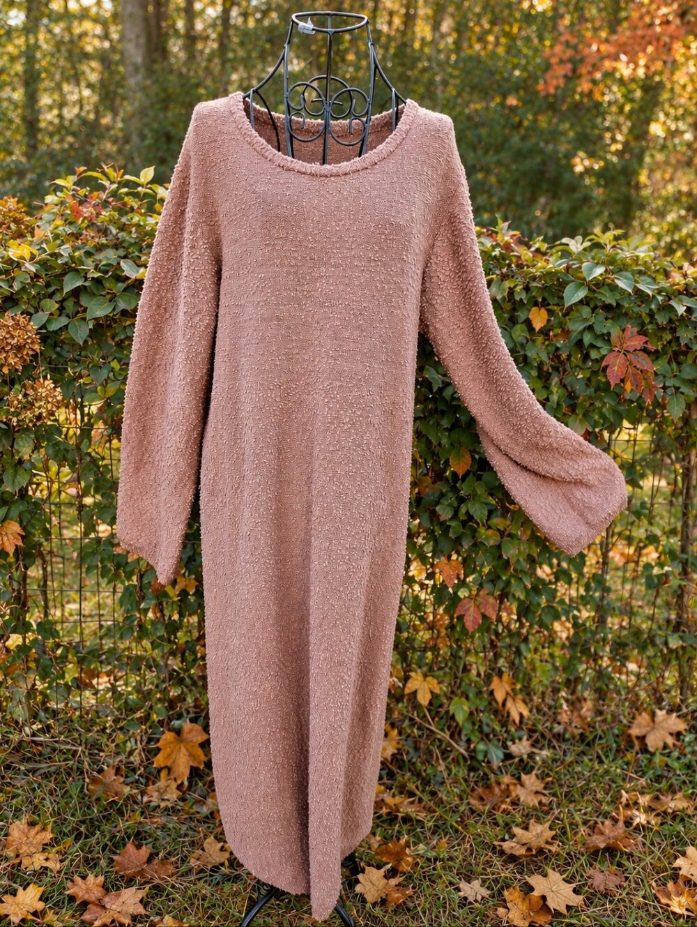 NWT Saodimallsu Sweater Dress XL Light Brown Textured Knit Long Sleeve